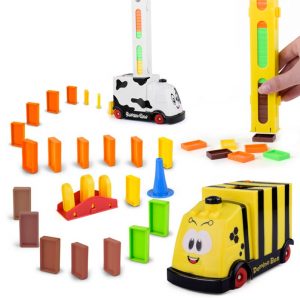 Domino Electric Stacking Train Set Plastic Dominoes Board Game Laying Car Colored Dominos Blocks Educational Toys 2 - Domino Train