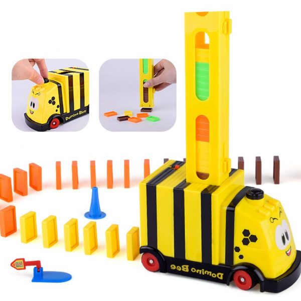 Domino Electric Stacking Train Set Plastic Dominoes Board Game Laying Car Colored Dominos Blocks Educational Toys 3 - Domino Train
