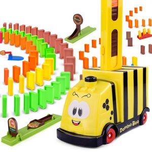 Domino Electric Stacking Train Set Plastic Dominoes Board Game Laying Car Colored Dominos Blocks Educational Toys - Domino Train